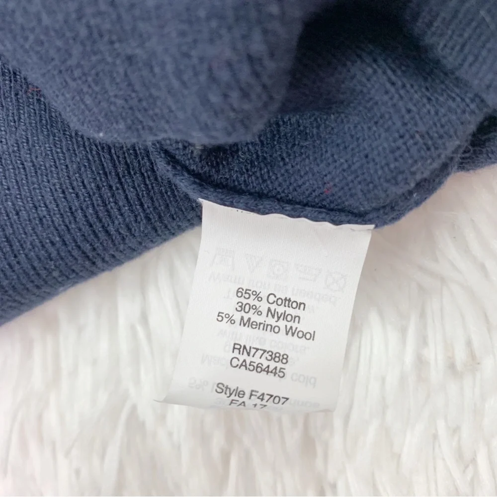 J‎ crew long sleeve crew neck Harbor Cotton pullover sweater in navy blue